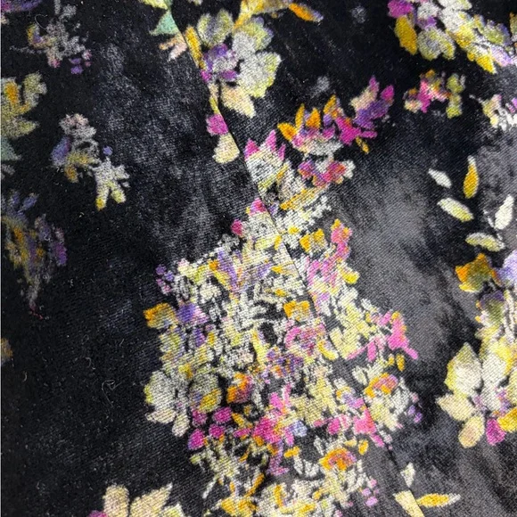Rebecca Taylor Jewel Floral Print Velvet Blazer Size 4 Pockets Pleated shoulder